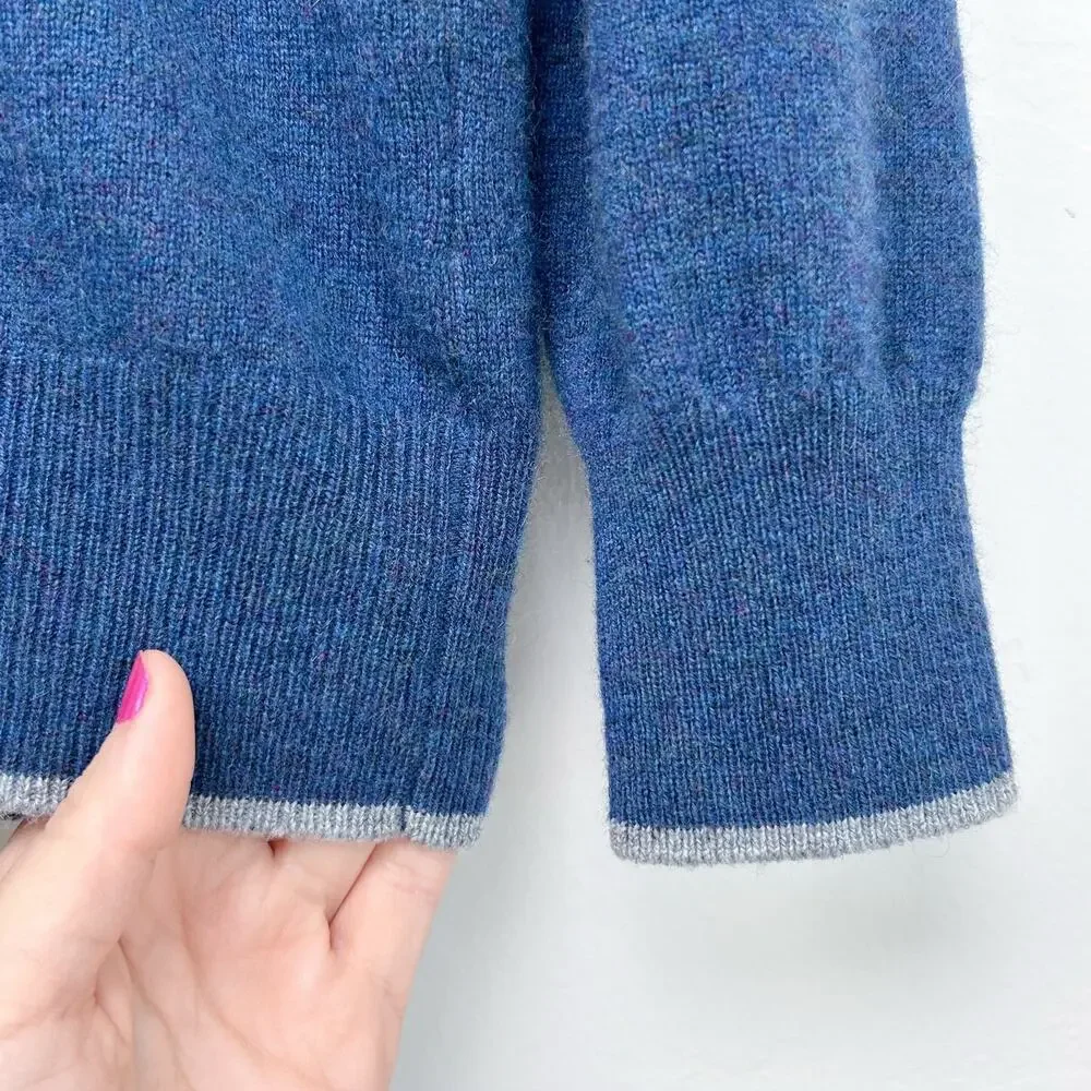 Purveyors Of Fine Menswear Q Clothier Wool Cashmere Blue V-Neck Sweater LARGE